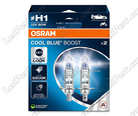 Bombillas H1 Osram Cool Blue Boost 5 500K efecto xenón ref : 62210CBB-2HB en un envase de 2 bombillas