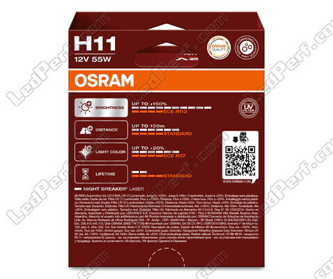 Pack de 2 bombillas H11 Osram Night Breaker Laser +150% - 64211NL-2HB