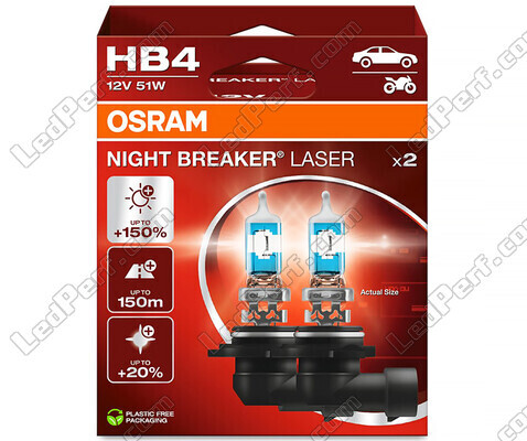 Pack de 2 bombillas HB4 Osram Night Breaker Laser +150% - 9006NL-2HB