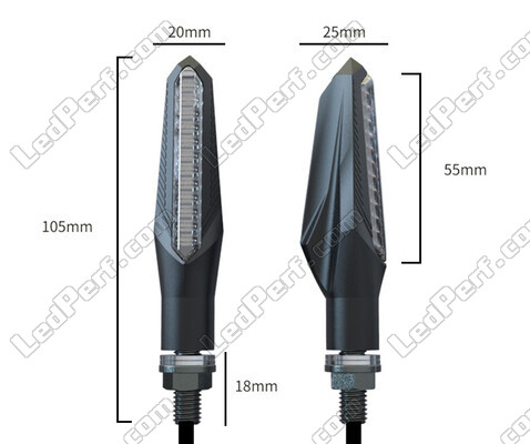 Conjunto de dimensiones de los intermitentes LED dinámicos con luces diurnas para Kawasaki VN 900 Custom